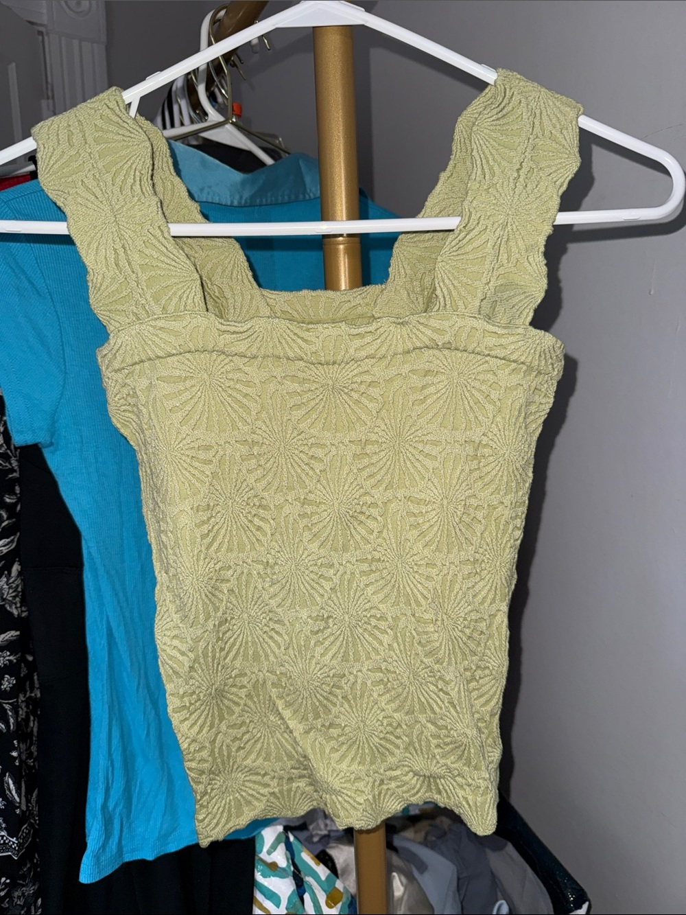 Amazon Textured Square-Neck Tank Top in Light Olive